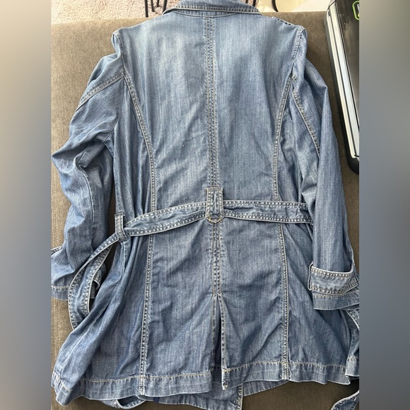 CHICO’S DENIM TRENCH JACKET CHICO SIZE 2=SIZE 12-14 EUC OOS ON WEBSITE - Picture 6 of 9